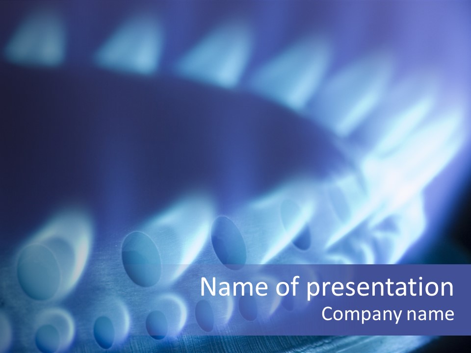 Blue Flames Of A Gas Stove In The Dark PowerPoint Template