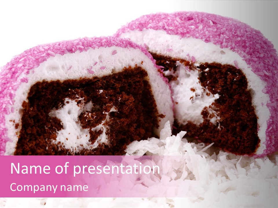 Coconut Cream Filled Chocolate Cake Snack PowerPoint Template