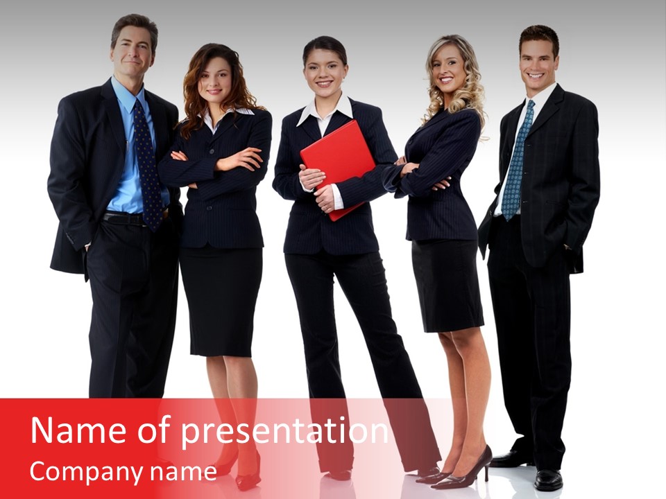 A Group Of Business People Standing Next To Each Other PowerPoint Template