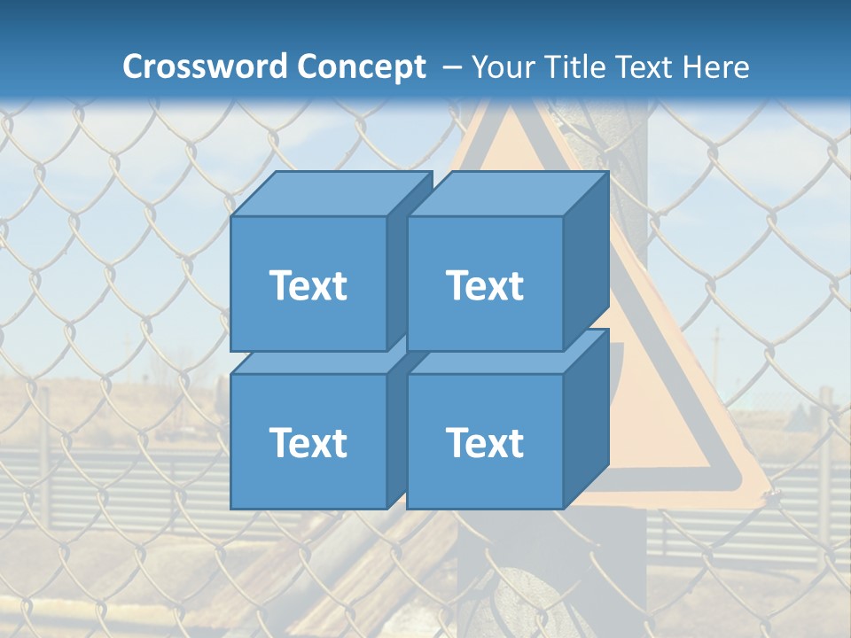 A Yellow Radioactive Hazard Sign On A Chain Link Fence PowerPoint Template
