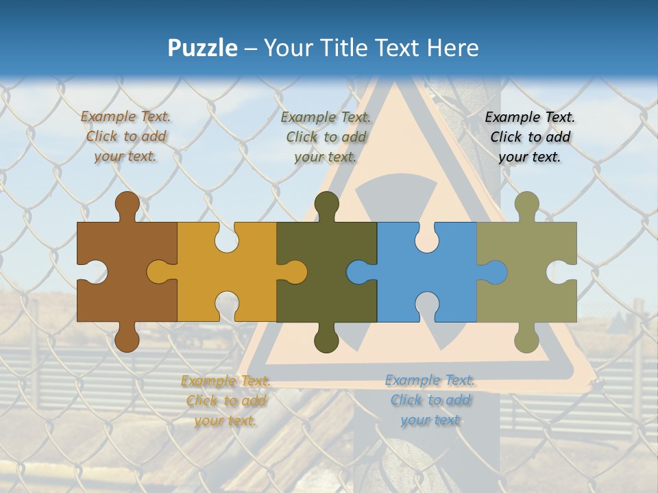A Yellow Radioactive Hazard Sign On A Chain Link Fence PowerPoint Template