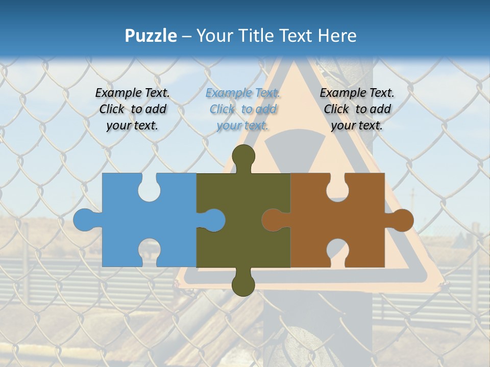 A Yellow Radioactive Hazard Sign On A Chain Link Fence PowerPoint Template