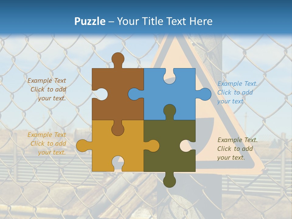 A Yellow Radioactive Hazard Sign On A Chain Link Fence PowerPoint Template