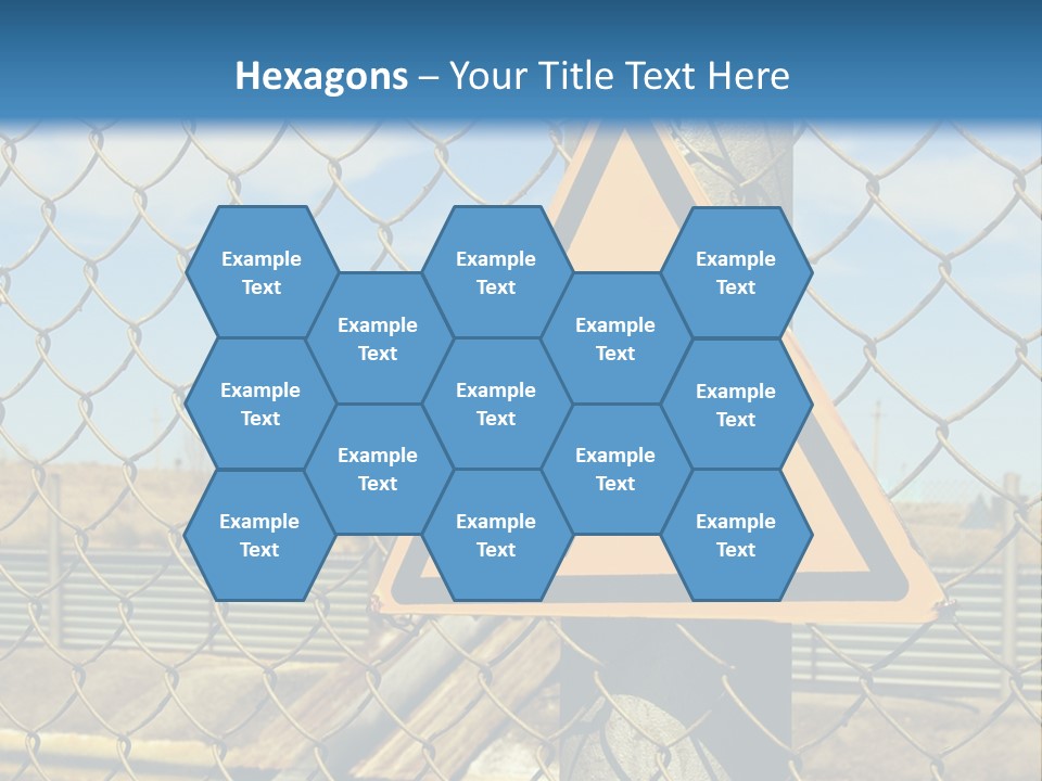 A Yellow Radioactive Hazard Sign On A Chain Link Fence PowerPoint Template