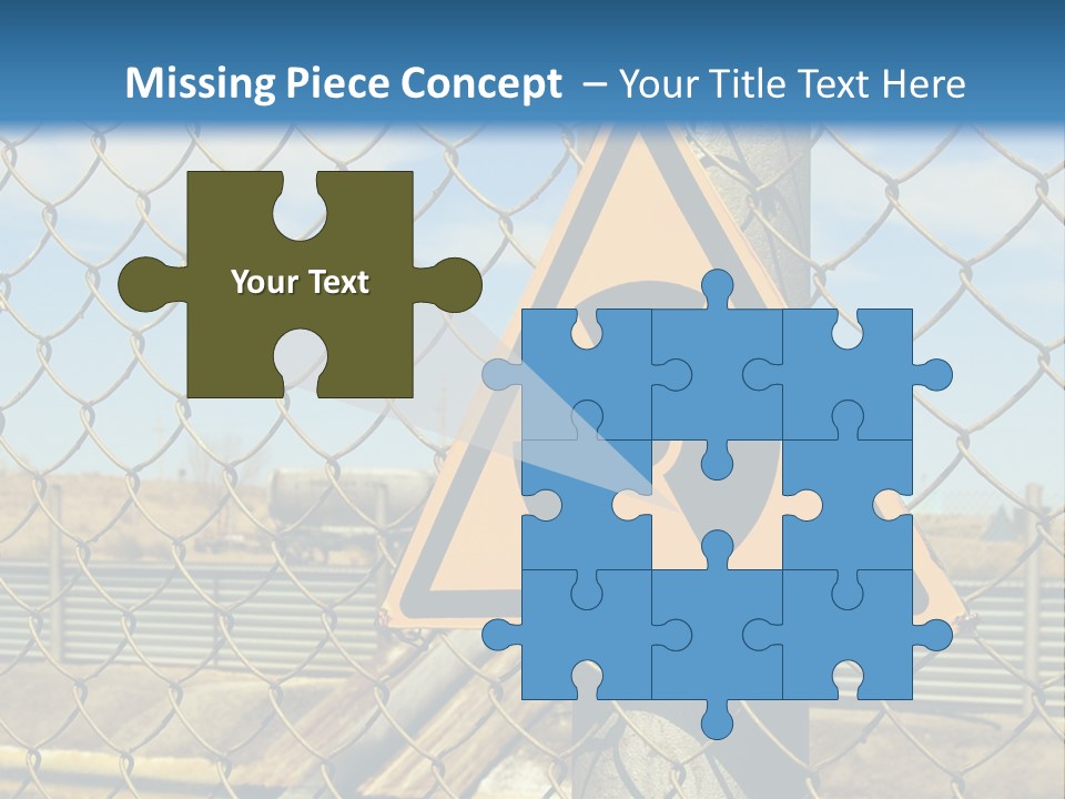 A Yellow Radioactive Hazard Sign On A Chain Link Fence PowerPoint Template