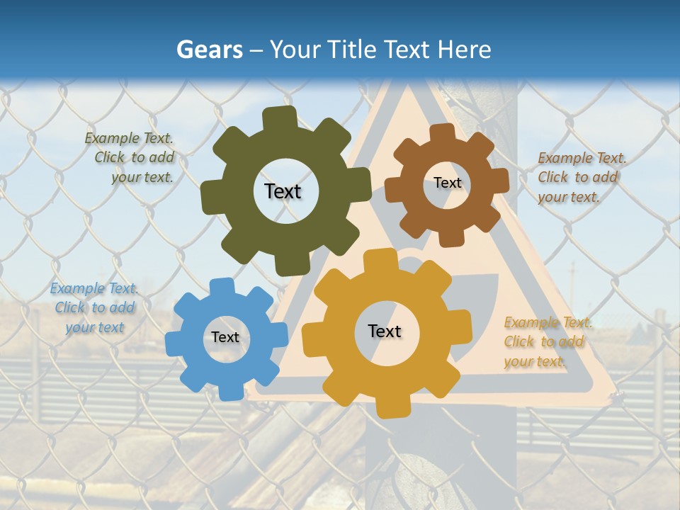 A Yellow Radioactive Hazard Sign On A Chain Link Fence PowerPoint Template