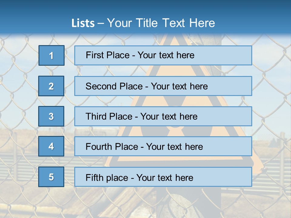A Yellow Radioactive Hazard Sign On A Chain Link Fence PowerPoint Template