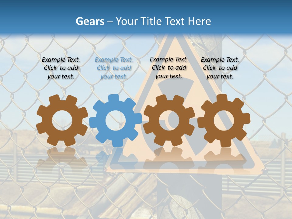 A Yellow Radioactive Hazard Sign On A Chain Link Fence PowerPoint Template