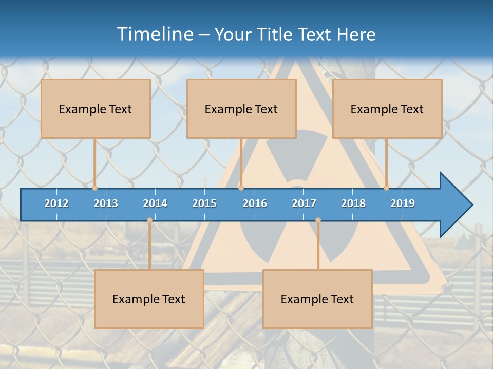 A Yellow Radioactive Hazard Sign On A Chain Link Fence PowerPoint Template