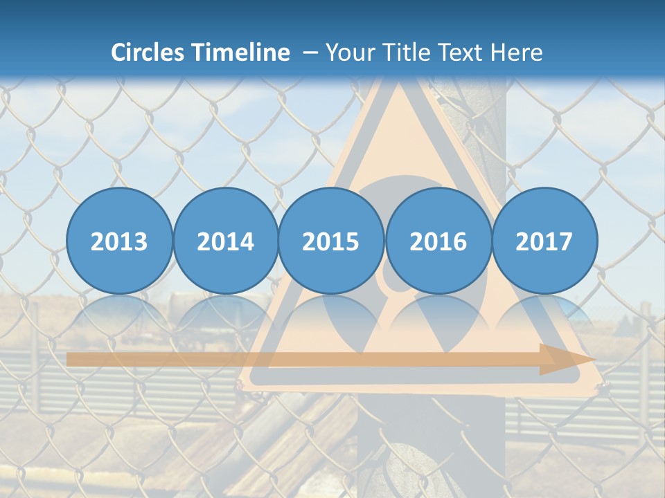 A Yellow Radioactive Hazard Sign On A Chain Link Fence PowerPoint Template