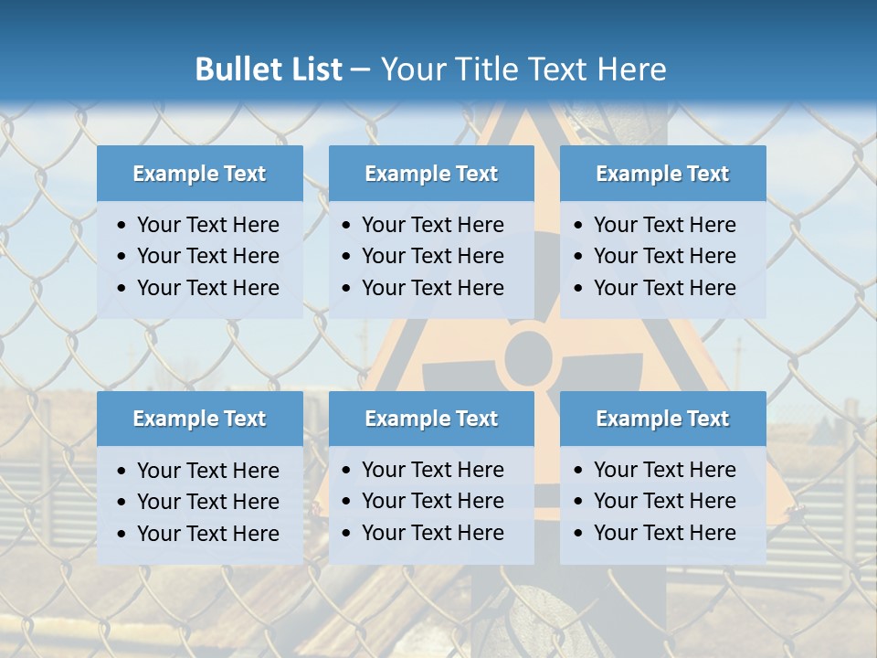 A Yellow Radioactive Hazard Sign On A Chain Link Fence PowerPoint Template