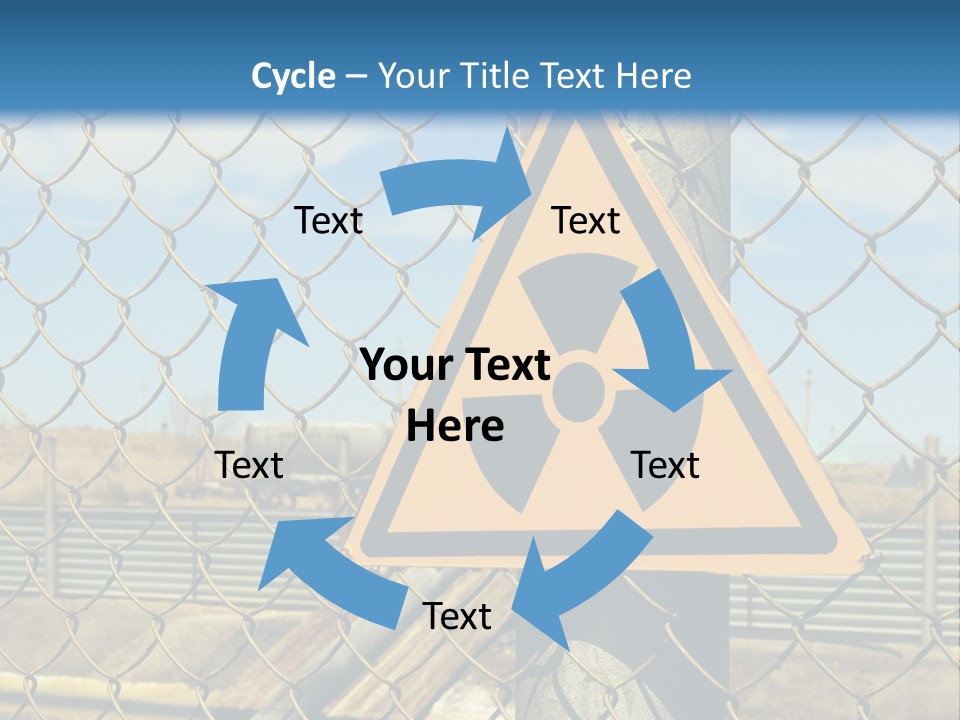 A Yellow Radioactive Hazard Sign On A Chain Link Fence PowerPoint Template