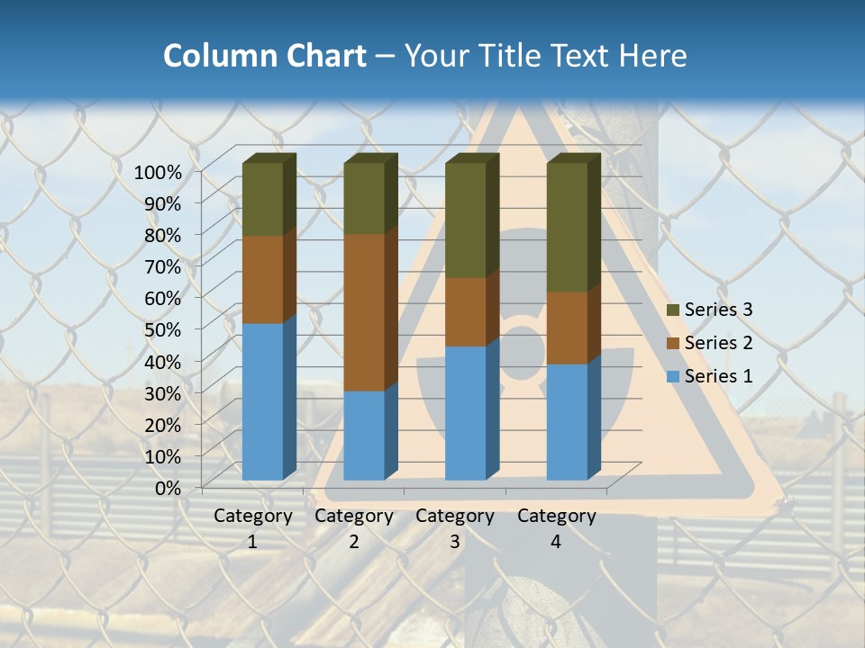 A Yellow Radioactive Hazard Sign On A Chain Link Fence PowerPoint Template