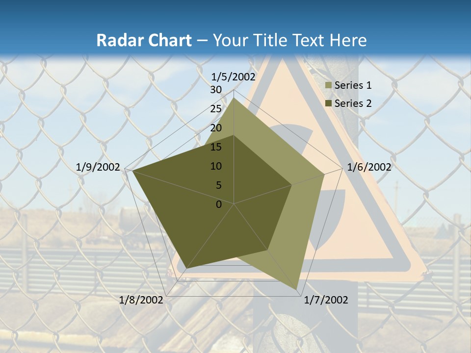 A Yellow Radioactive Hazard Sign On A Chain Link Fence PowerPoint Template
