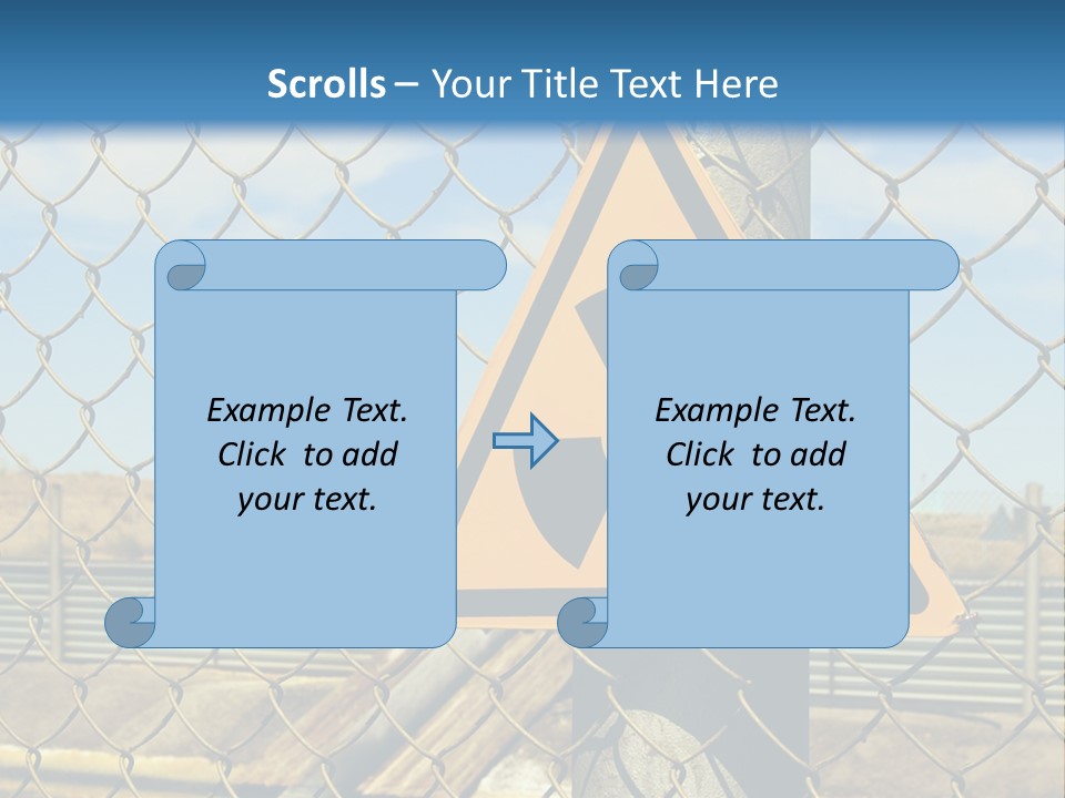 A Yellow Radioactive Hazard Sign On A Chain Link Fence PowerPoint Template