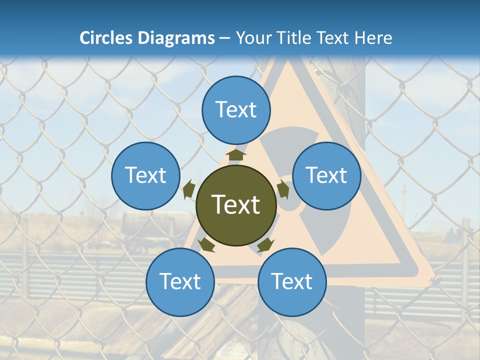 A Yellow Radioactive Hazard Sign On A Chain Link Fence PowerPoint Template