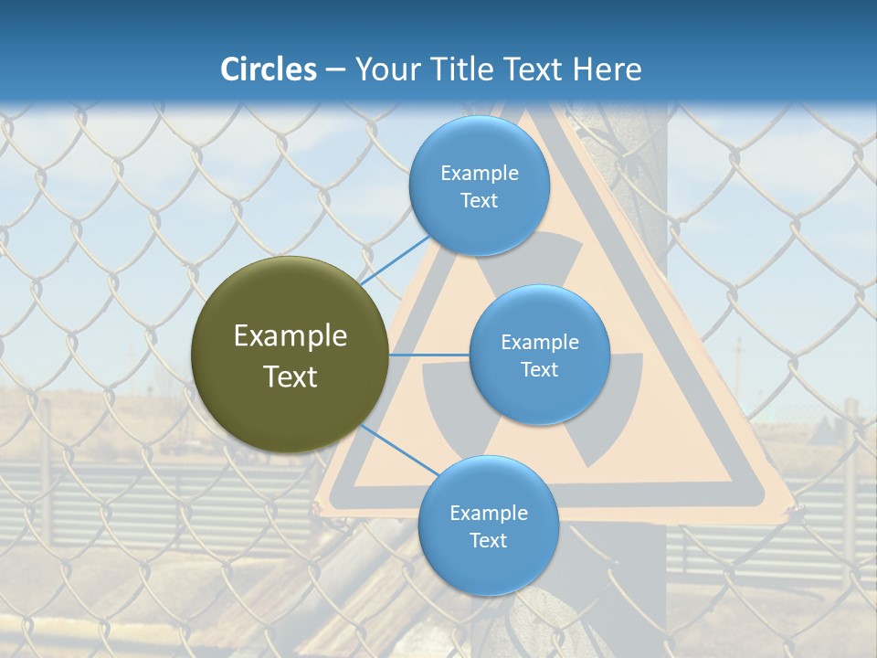 A Yellow Radioactive Hazard Sign On A Chain Link Fence PowerPoint Template