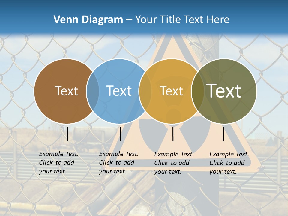 A Yellow Radioactive Hazard Sign On A Chain Link Fence PowerPoint Template