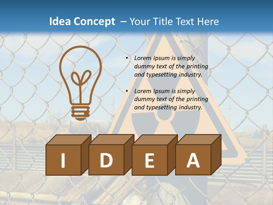 A Yellow Radioactive Hazard Sign On A Chain Link Fence PowerPoint Template