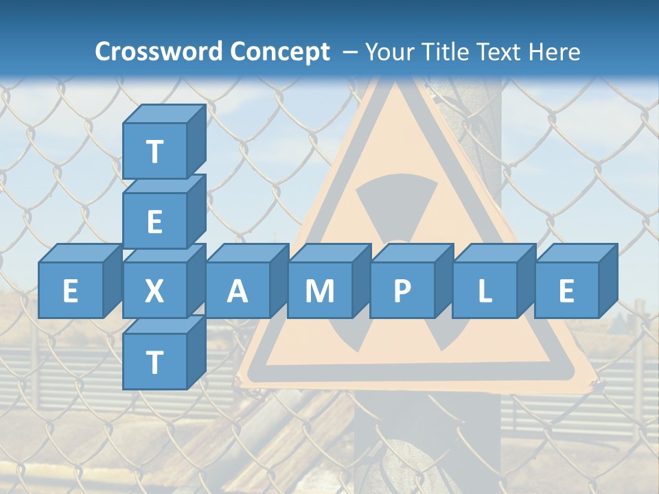 A Yellow Radioactive Hazard Sign On A Chain Link Fence PowerPoint Template