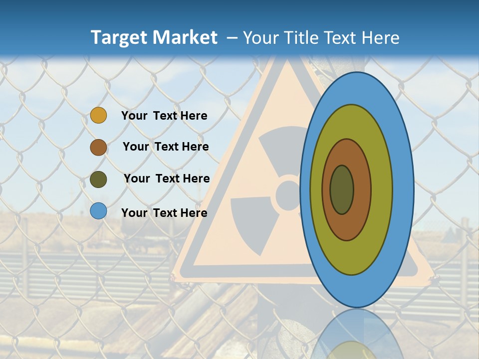 A Yellow Radioactive Hazard Sign On A Chain Link Fence PowerPoint Template