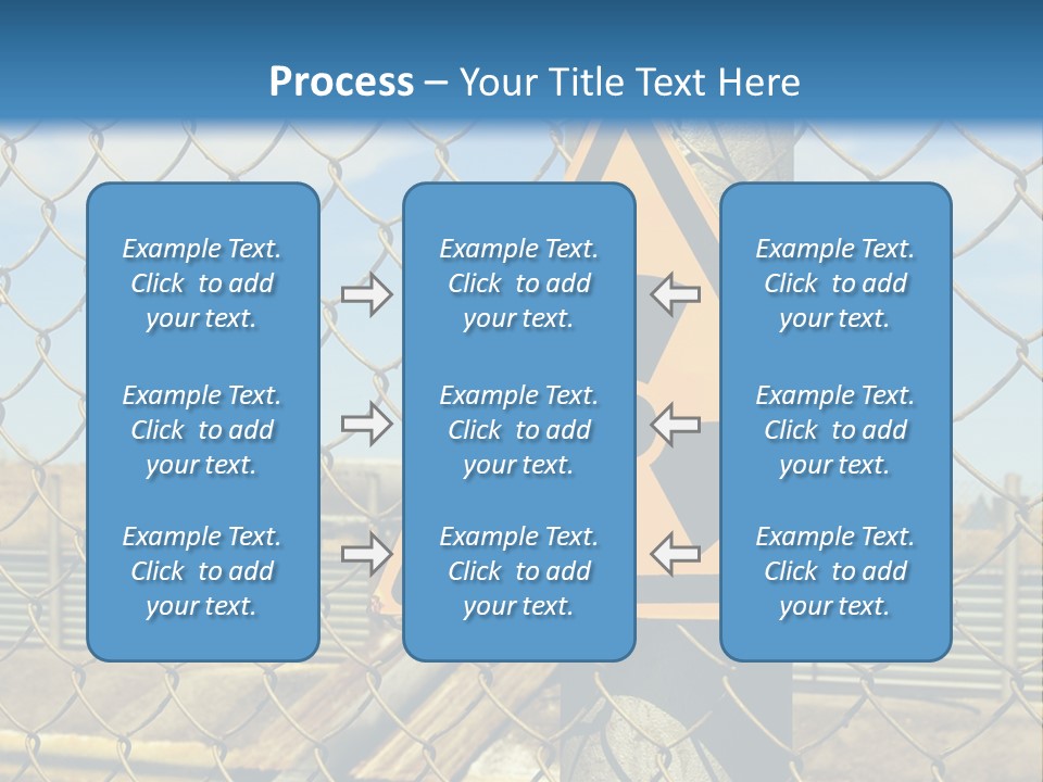 A Yellow Radioactive Hazard Sign On A Chain Link Fence PowerPoint Template