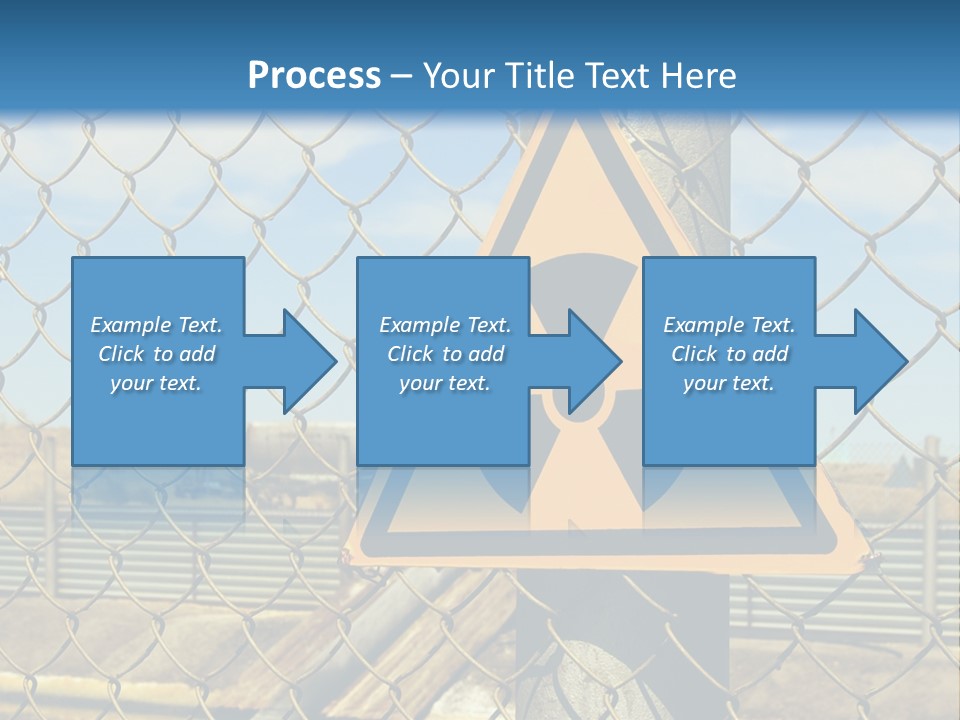 A Yellow Radioactive Hazard Sign On A Chain Link Fence PowerPoint Template