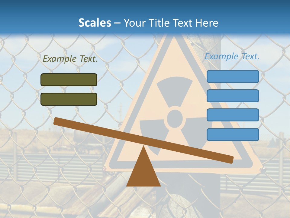 A Yellow Radioactive Hazard Sign On A Chain Link Fence PowerPoint Template