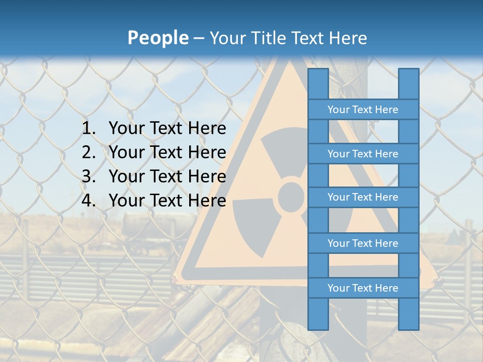 A Yellow Radioactive Hazard Sign On A Chain Link Fence PowerPoint Template