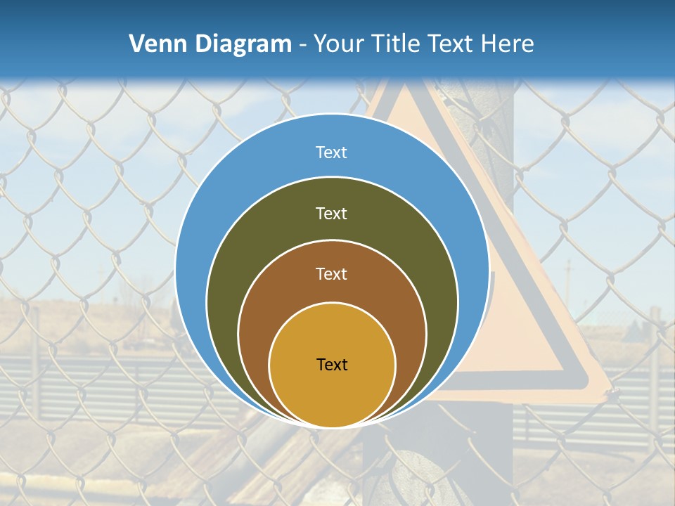 A Yellow Radioactive Hazard Sign On A Chain Link Fence PowerPoint Template