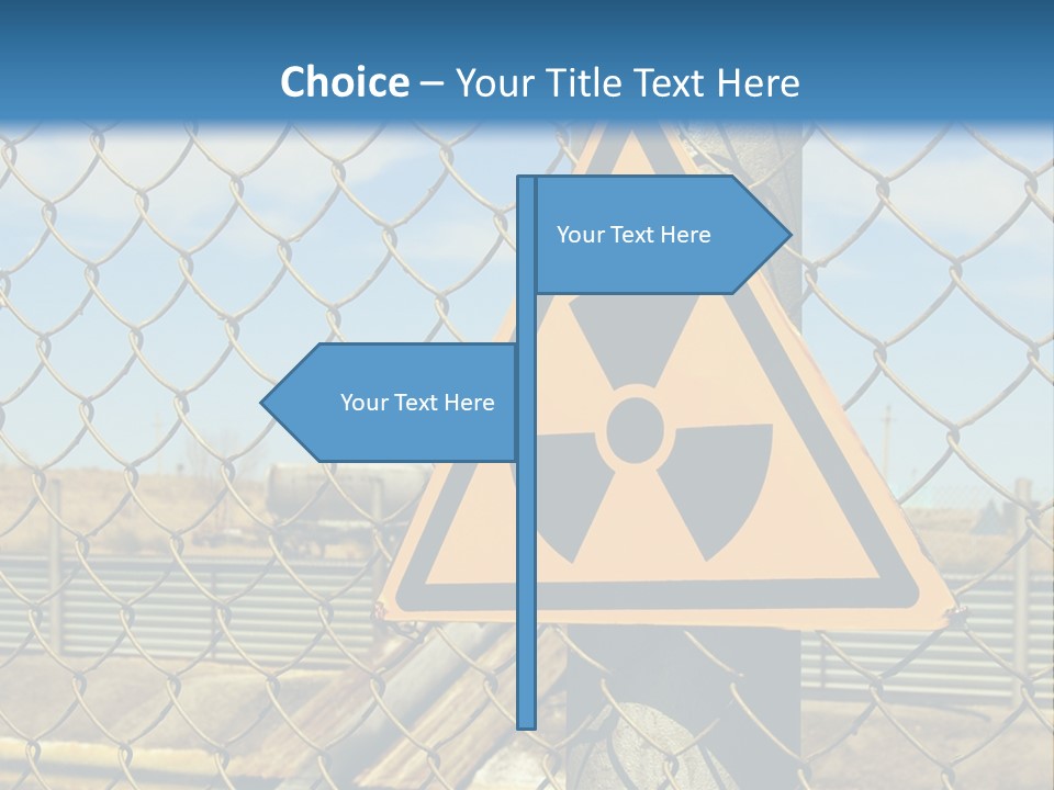 A Yellow Radioactive Hazard Sign On A Chain Link Fence PowerPoint Template