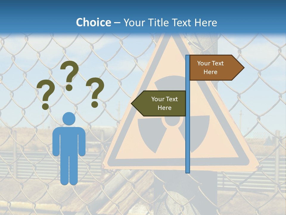 A Yellow Radioactive Hazard Sign On A Chain Link Fence PowerPoint Template