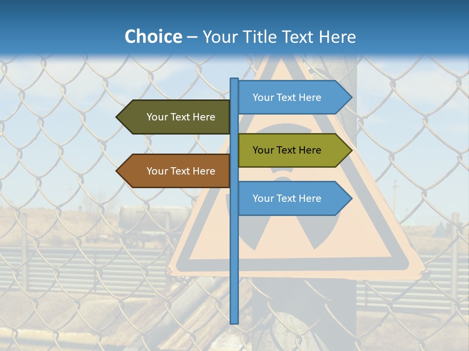 A Yellow Radioactive Hazard Sign On A Chain Link Fence PowerPoint Template