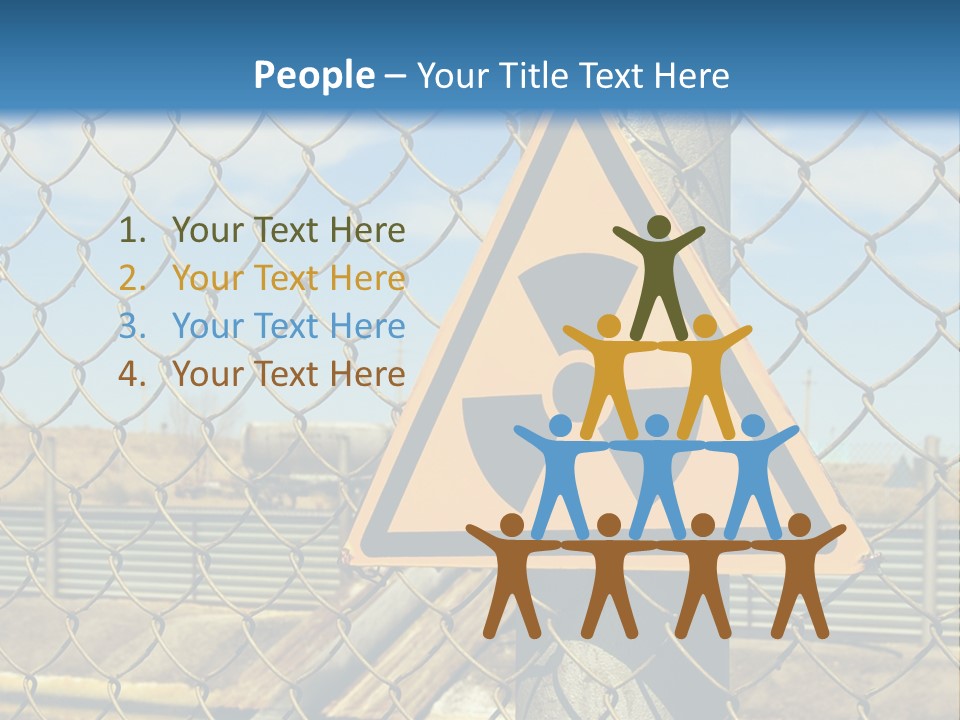 A Yellow Radioactive Hazard Sign On A Chain Link Fence PowerPoint Template