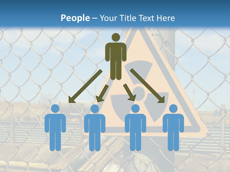 A Yellow Radioactive Hazard Sign On A Chain Link Fence PowerPoint Template