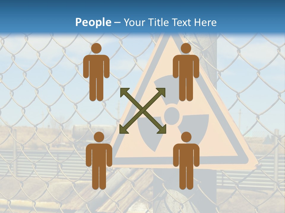 A Yellow Radioactive Hazard Sign On A Chain Link Fence PowerPoint Template