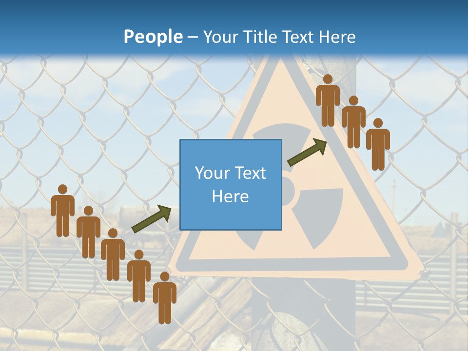 A Yellow Radioactive Hazard Sign On A Chain Link Fence PowerPoint Template