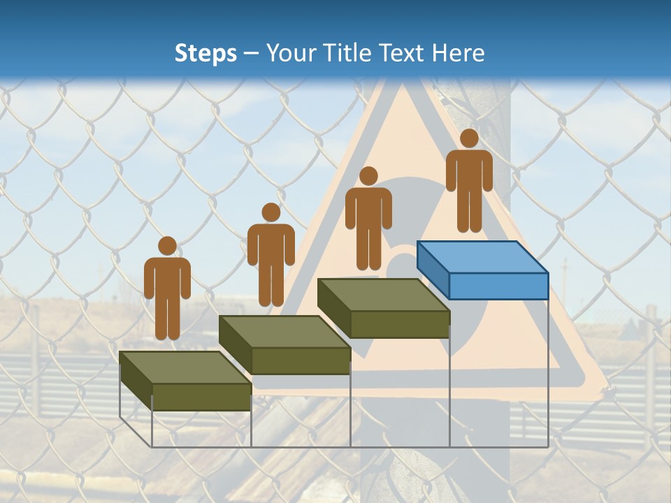 A Yellow Radioactive Hazard Sign On A Chain Link Fence PowerPoint Template