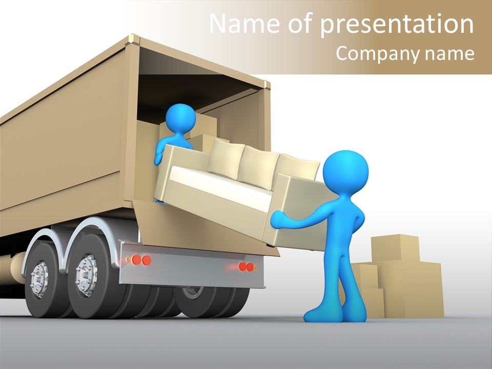 A Person Pushing A Large Box On The Back Of A Truck PowerPoint Template