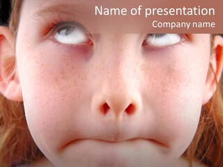 Young Girl Puckering Mouth And Rolling Eyes PowerPoint Template