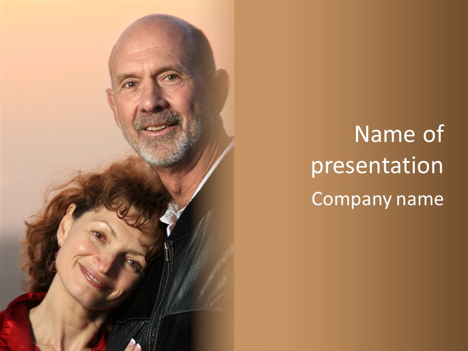 Loving Senior Couple Outdoors. Close-Up, Shallow Dof. PowerPoint Template