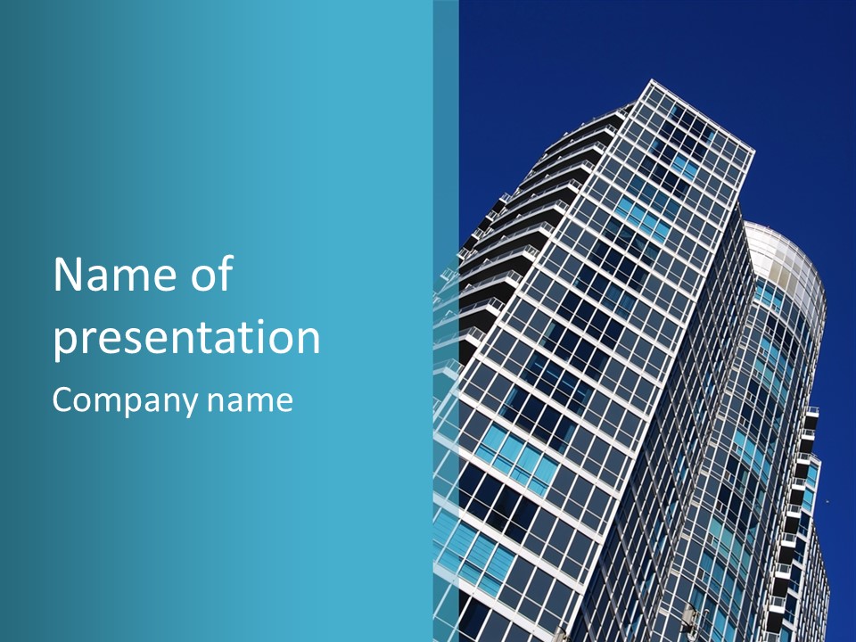 A Tall Building With A Blue Sky In The Background PowerPoint Template