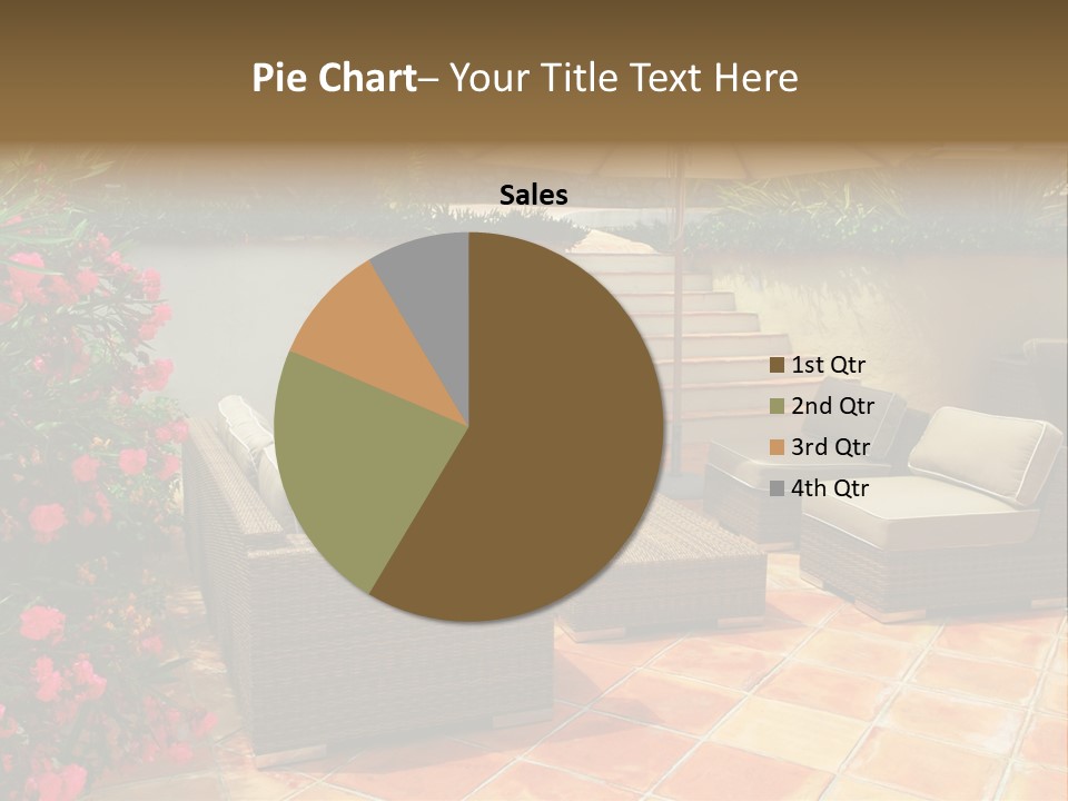 A Patio With A Couch, Chairs And An Umbrella PowerPoint Template