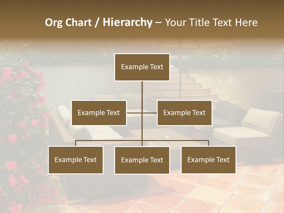 A Patio With A Couch, Chairs And An Umbrella PowerPoint Template
