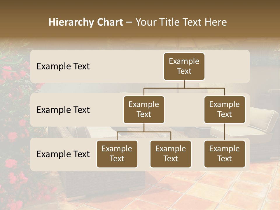 A Patio With A Couch, Chairs And An Umbrella PowerPoint Template