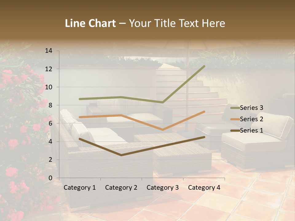 A Patio With A Couch, Chairs And An Umbrella PowerPoint Template