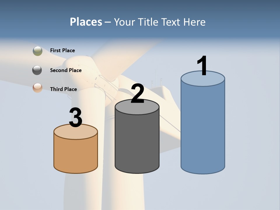 Closeup Wind Generator On A Wind Farm. Generators Are Held 100Metres (300Feet) Above The Ground And Each Blade Is 30Metres (100Feet) Long PowerPoint Template