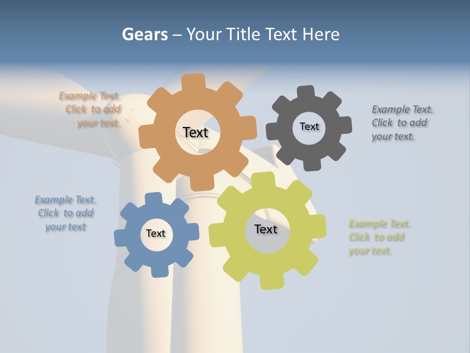 Closeup Wind Generator On A Wind Farm. Generators Are Held 100Metres (300Feet) Above The Ground And Each Blade Is 30Metres (100Feet) Long PowerPoint Template
