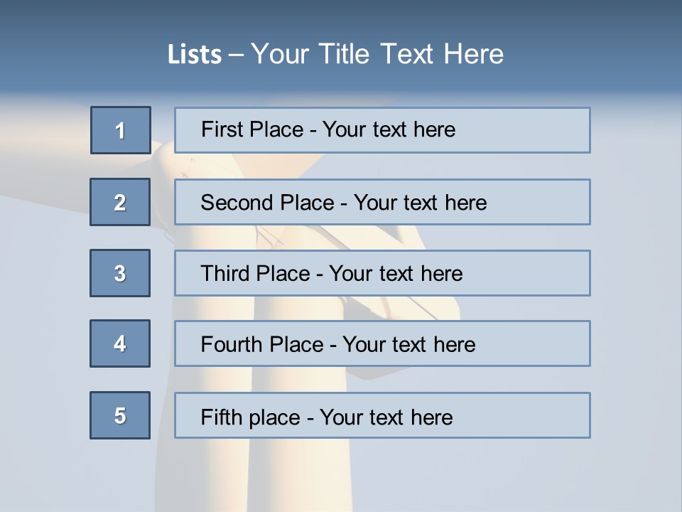 Closeup Wind Generator On A Wind Farm. Generators Are Held 100Metres (300Feet) Above The Ground And Each Blade Is 30Metres (100Feet) Long PowerPoint Template