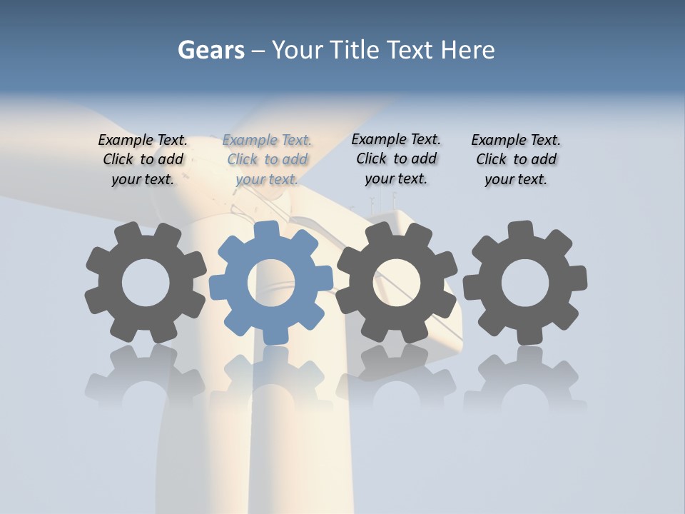Closeup Wind Generator On A Wind Farm. Generators Are Held 100Metres (300Feet) Above The Ground And Each Blade Is 30Metres (100Feet) Long PowerPoint Template